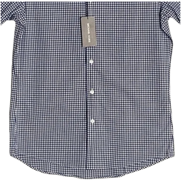 Michael Kors Men's Small Slim Fit Short Sleeve Polo Shirt Blue Gingham NEW - Picture 4 of 12